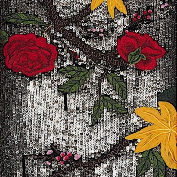 Alice + Olivia Ella Embellished Sequin Floral Midi Skirt S $795 - Picture 6 of 15